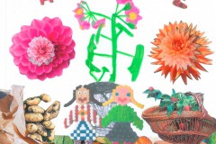 Perleplader lavet af Nicoline. Barnebarn af Anni og Esben Bjarnt. Clara har tegnet pelargonie, oldebarn af Frigge og Erling Køster